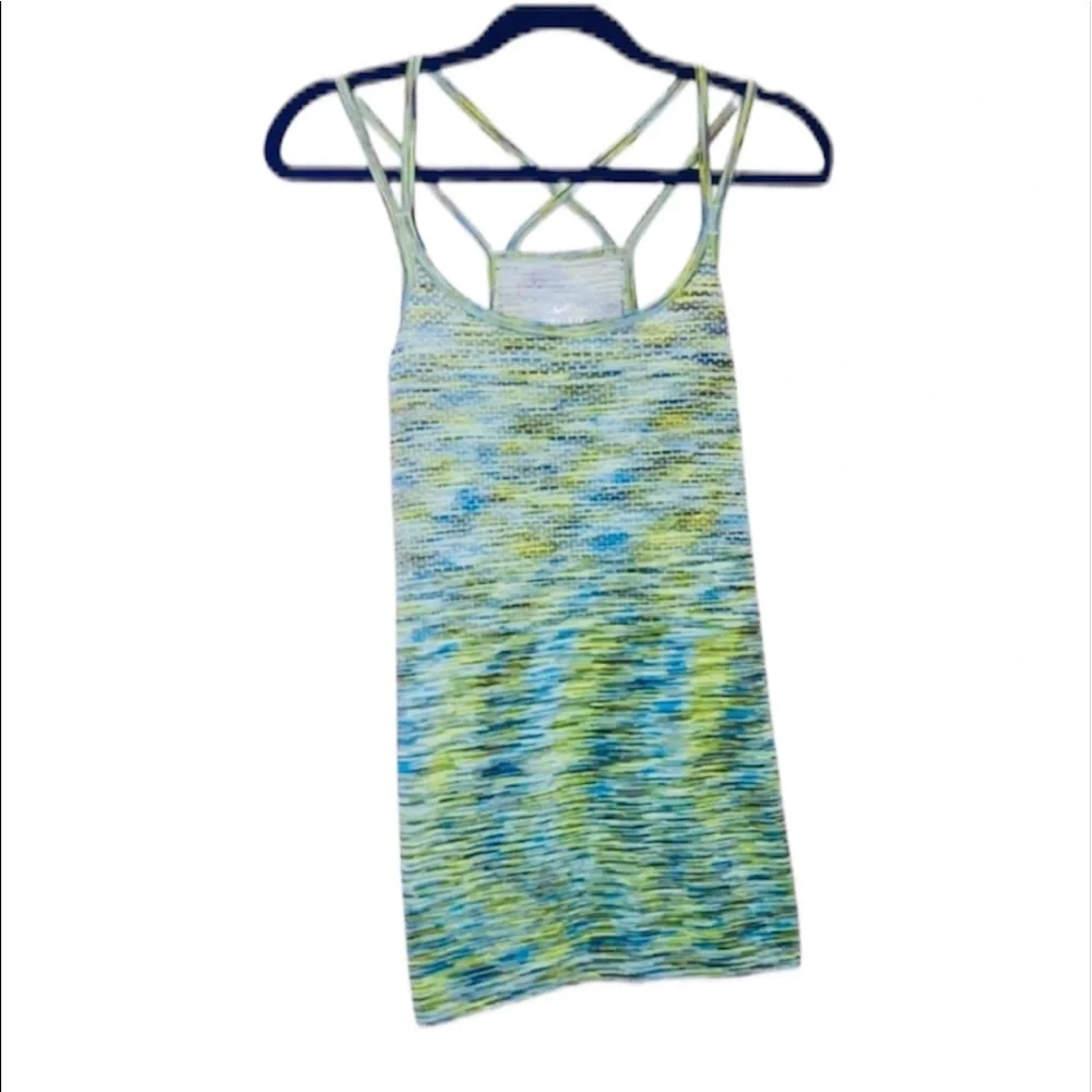 NWT Nike: Large Dri-Fit Green Striped Cross BackWorkout Tank